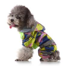 Камуфляжный дождевик для собак, водонепроницаемый дождевик для собак, верхняя одежда для собак, кошек, плащ с капюшоном для маленьких собак 2024 - купить недорого