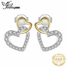 JewelryPalace Love Heart Gold 925 Sterling Silver Stud Earrings for Women Fashion Cubic Zirconia Simulated Diamond Earrings 2024 - buy cheap