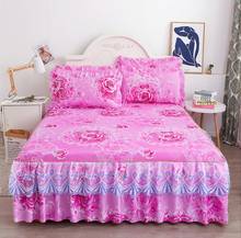 Jogo de cama de renda saia + 2pcs fronhas, conjunto de cama de princesa de renda colcha de cama combinado lençol para meninas king queen size f0399 2024 - compre barato