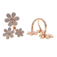 3 pc flower dainty adjust finger rings with Rose gold color daisy flower ring jewelry women Open Cuff Finger Rings 2024 - buy cheap