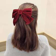 Korean Solid color Burgundy Big Bow Hairpin for Girl Black Velvet Spring Clip Korean Fashion Hair Accessories for women 2020 new 2024 - buy cheap