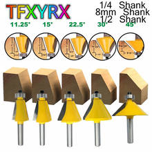 5pcs 8mm 1/4 1/2 Inch Shank Chamfer Router Bit Set 11.25-45 Degree Bevel Edging Milling Cutter for Wood Woodwork Tool 2024 - buy cheap