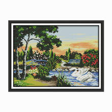 Belo lago cisne cenário contado 11 14ct ponto cruz conjunto diy dmc chinês ponto cruz presente bordado needlework decoração de casa 2024 - compre barato