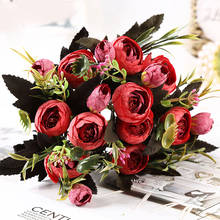Розовые красные шелковые пионы, искусственные цветы Букет 8 большая голова дешевые искусственные цветы для дома Свадебные украшения в помещении 2024 - купить недорого