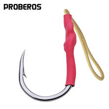 Proberos ganchos de pesca jig 1/0-13/0, anzóis auxiliares de pesca com linha pe, anzóis grandes de pesca em água salgada 2024 - compre barato