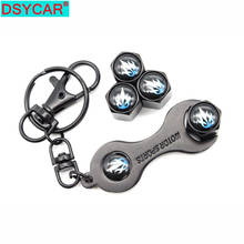 DSYCAR 1Set Zinc Alloy Anti-theft Car Wheel Tire Valve Stem Caps Air+ Wrench Keychain Auto Car Accessories Wheels Tires Parts 2024 - buy cheap