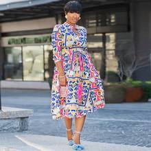 African Dresses For Women 2021 African Clothes Pleated Midi Dress Dashiki Ladies Long Sleeve Ankara Africa Dress Elegant Dress 2024 - buy cheap