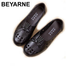 BEYARNE2020 Fashion Ballet Summer Flower Printing Women PU Leather Shoes Woman Flat Flexible Nurse Pea Loafers Hollow Out 2024 - buy cheap