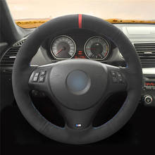 MEWANT-cubierta de volante de coche, accesorio de ante negro con marcador rojo para BMW M Sport M3, E90, E91, E92, E93, E87, E81, E82, E88 2024 - compra barato