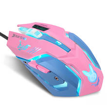 Mouse usb com fio para jogos, mouse profissional e-sports rosa com 2400 dpi, colorido e silencioso, retroiluminado para laptop e pc 2024 - compre barato
