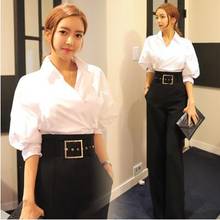 Ethnic 2019 Social Women Autumn Elegant Blouses Batwing Sleeve White Shirts  Blusas Office Irregular Tops Camisas Mujer A370 2024 - buy cheap