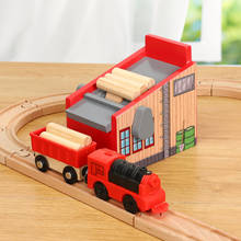 Trilha de trem de madeira cena de registro acessórios máquina de carga crianças brinquedos de transporte de trem das crianças trilha brinquedos educativos 2024 - compre barato
