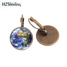 Vintage Earth Map Clip Earrings Pattern Jewelry Glass Pendants Pierced Earrings Handmade Crafts 2024 - buy cheap