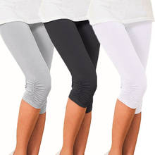 Leggings de cintura alta sólida feminina, leggings curta fitness para ciclismo, para mulheres, casual, treino de verão 2024 - compre barato