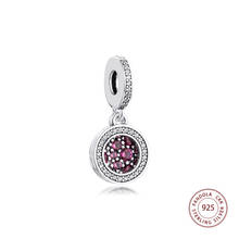 Fits Pandora Bracelet 925 Sterling Silver Sparkling Red Disc Double Dangle Charms Metal Beads DIY Jewelry Making Wholesale 2024 - buy cheap