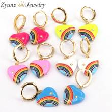 5 Pairs, Rainbow Enamel Dangle Earrings for Women Gold Color Heart Earring CZ Jewelry 2024 - buy cheap