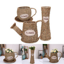 Vaso de flores de vime feito à mão, cesta portátil de vime para armazenamento de tecelagem, decoração de jardim e casa, 1 peça 2024 - compre barato