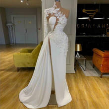 Sexy White Muslim Mermaid Evening Dresses One Shoulder Dubai Appliques Prom Dresses Formal Party Gowns Vestido De Festa Longo 2024 - buy cheap