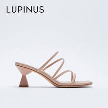 LUPINUS-Sandalias de tacón alto con punta abierta para mujer, calzado elegante con tiras finas, punta cuadrada, 2021 2024 - compra barato
