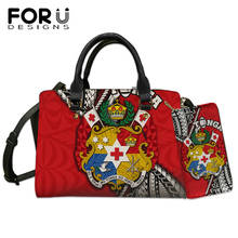 FORUDESIGNS-Bolso cruzado y monedero para mujer, bandolera con estampado Vintage de Tonga y Polinesia, color rojo, 2 unidades 2024 - compra barato