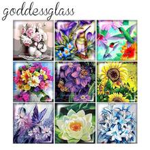 Flores coloridas, pájaros, mariposas, cuadradas, 12mm/20mm/25mm/30mm, cabujones de vidrio para fotos, accesorios para hacer fotos, 10 Uds. 2024 - compra barato