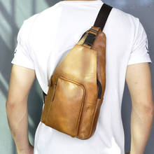Bolsa de peito de couro masculina, bolsa de peito casual de viagem com design de um ombro, fashion bolsa crossbody para homens 8086 2024 - compre barato