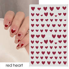 3D Love Heart Red White Nail Sticker Decals Sweet Colorful Laser Gold Silver Manicure Tips DIY Self-adhesive Nail Art Decoration 2024 - buy cheap