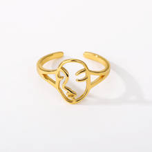 Кольца с человеческим лицом для женщин, винтажные парные Регулируемые кольца из нержавеющей стали золотого цвета, женская бижутерия, подарочное кольцо на палец, ювелирные изделия 2024 - купить недорого