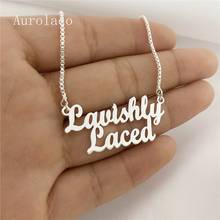Aurolaco colar personalizado com dois nomes, gargantilha feminina de aço inoxidável dourado 2024 - compre barato