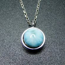 925 Silver Women Jewelry Natural Larimar Round Pendant Necklace For Engagement / Anniversary / Birthday / Party Gift 2024 - buy cheap