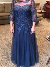 Royal Blue Lace Mother Of The Bride Dresses A-line 3/4 Sleeves Chiffon Appliques Beaded Groom Mother Dresses For Weddings 2021 2024 - buy cheap