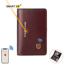 Carteira inteligente bluetooth-compatível fino mini carteiras masculino feminino couro genuíno pequeno titular do cartão de crédito presente livre gravura 2024 - compre barato