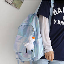 Легкие дорожные сумки, Серебряный лазерный рюкзак, сумка на плечо для девочек, водонепроницаемый голографический рюкзак, школьные сумки для девочек-подростков 2024 - купить недорого