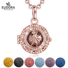 Eudora colar difusor de óleos essenciais de aromaterapia, 16mm, pingente de medalhão em ouro rosa com pedra de lava & caixa k380 2024 - compre barato