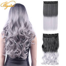 WIGSIN Synthetic 24Inch Long Straight Curly Hair Extension Clip in One Piece Hair Invisible Black Gray Hairpiece for Women 2024 - buy cheap