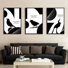 Abstrato pássaro silhueta preto e branco cartaz da arte animal pintura em tela moderna decoração do quarto imagem modular na parede 2024 - compre barato