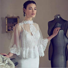 Lace Hem Wedding Party Shawl Ivory Bride wrap BOLERO White Bridal Wedding jacket 2024 - buy cheap