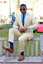 Beige Beach Men Suit Slim Fit Tuxedo 2 Piece Latest Coat Pant Designs Casual Suits Groom Prom Blazer Terno Masculino Jacket+Pant 2024 - buy cheap