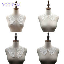 NEW white 1pair cotton Embroidery Lace Fabric DIY applique collar trim ribbon neckline craft Sewing guipure wedding dress decor 2024 - buy cheap