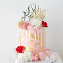 Новинка, акриловый Топпер для торта OH Baby, золотой, серебряный Топпер для свадебного торта, флаги для детского праздника, украшения для торта на день рождения для девочек и детей 2024 - купить недорого