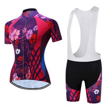 Conjunto de roupa feminina de bicicleta, kit de uniforme de ciclismo, com camisa e calças de bicicleta pro com manga curta, mtb, mallote, 2021 2024 - compre barato