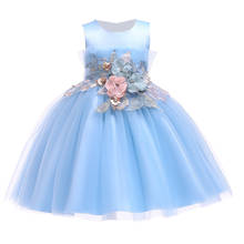 Ropa de flores de Navidad para niña, vestido de princesa para fiesta de cumpleaños, ropa para niña, vestidos elegantes de Color sólido 2024 - compra barato