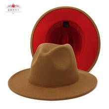 QBHAT-sombreros Fedora de Jazz para hombre y mujer, sombrero de fieltro de lana de retales, Color marrón y rojo, doble cara, a juego, Panamá 2024 - compra barato