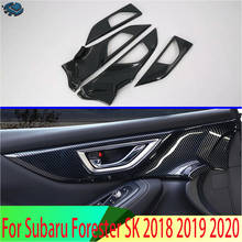 Estilo de fibra de carbono interior maçaneta da porta capa captura tigela guarnição para subaru forester sk 2018 2019 decorar acessórios 2024 - compre barato