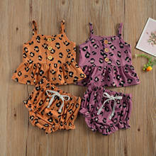 Summer Newborn Baby Girls 2-piece Outfit Set Fashion Sleeveless Leopard Tops+Shorts Set for Toddler Kids Baby Girls 2024 - buy cheap
