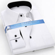 2022 New Fashion Long Sleeve Men Dress Shirt Formal Patchwork Collar Solid Color Standard-Fit Business Smart Casual Shirt 2024 - buy cheap