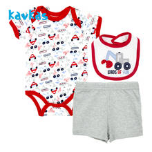 Kavkas Newborn Baby Boys Clothing Set Summer Infants Bodysuits Clothes Tops + Shorts + Bibs 3Pcs New born Baby Outfits 2024 - buy cheap