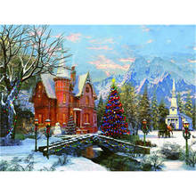 Landscape Winter Snow Scenery DIY 11CT Embroidery Cross Stitch Kits Needlework Craft Set Cotton Thread Printed        Sale 2024 - buy cheap