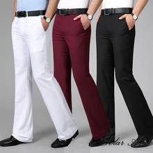 Calça masculina de quatro estações, cintura alta, micro-flare casual, calça social de alta qualidade, 2021, frete grátis 2024 - compre barato