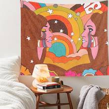 Tapiz colgante de arcoíris para decoración de dormitorio de niñas, impresiones psicodélicas de pared, INS, Trippy 2024 - compra barato